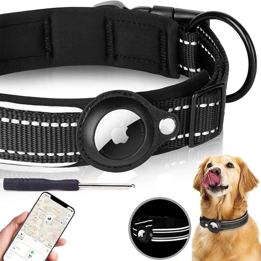 Reflective Waterproof Pet Collar with AirTag Holder