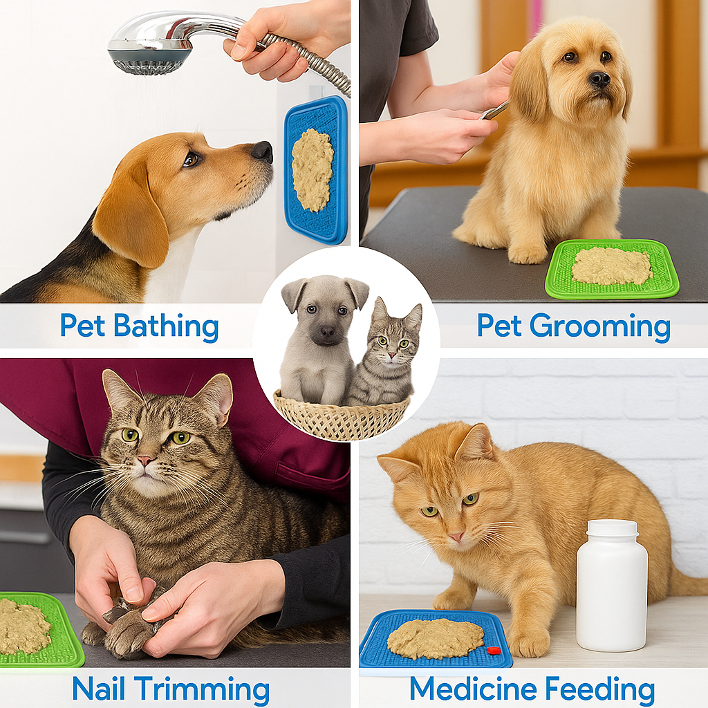 LickMate Slow Feeder Mat – Calming Silicone Treat Pad for Cats & Dogs